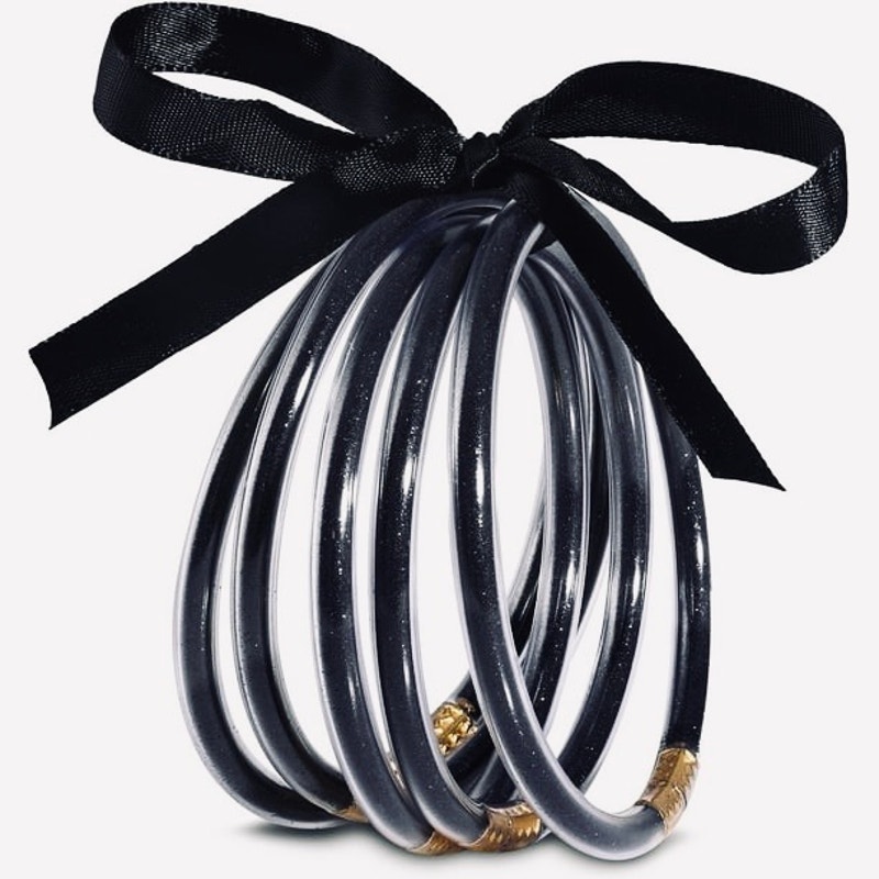 New Michelle Mcdowell “Layla Black” Glitter Filled Stackable Silicone Bracelets